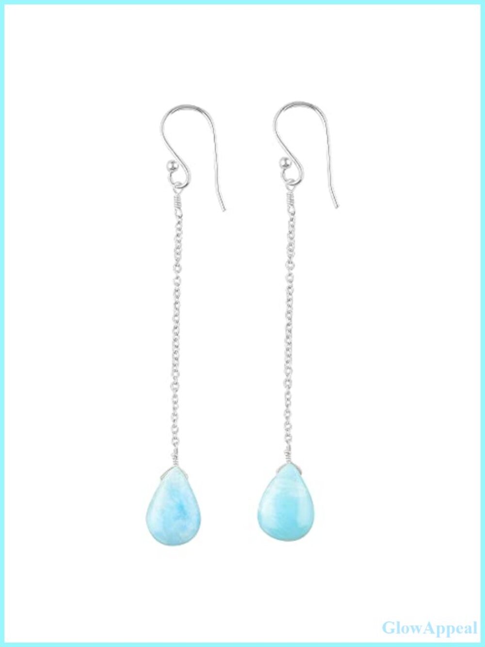 Larimar Pear Drop Earrings 925 Sterling Silver Dangle June Birthstone